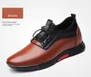 2020 Moda Sneakers Erkek Platformu Asansör Ayakkabı Kahverengi Deri Elastik Bant Rahat Yükseklik Artan 6 CM Ayakkabı