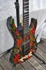 Aangepaste winkel Jack PC1 TEKENDE 30 -jarig jubileum Phil Collen Splatter Hand geschilderd elektrische gitaar Floyd Rose Tremolo Bridge Black HA4022243