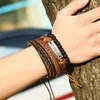 Verstelbare vlechtleer Meerlagige armbanden Polsband ID Tag Bel Bracelet Women Heren Bangle Cuff Fashion Jewelry Will en Sandy