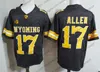 NCAA Wyoming Cowboys # 17 Josh Allen Marrón Blanco Jersey Café Fútbol universitario barato Stitcehd Sin nombre Hombres Jóvenes Niños Mujeres Adultos S-3XL