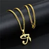 Mode m￤n kvinnor designer guld pl￤terad ￶ga av horus h￤ngen halsband strass hip hop smycken 60 cm l￥ng kedja punk m￤n halsband fo326n