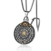 Retro Amulet Ketting voor Mannen Titanium Rvs Boeddhisme Jiang Mochu 12 Zodiac Ronde Hangers Ketting Mannen Punk Sieraden