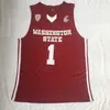 Thompson Vintage NCAA KLAY Washington State Cougars Трикотажные изделия Мужская красная No.1 Thompson College Баскетбол майки майки рубашки сшитые S-2XL