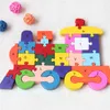 Baby Kids Children Wooden Toys Alphabet Number Building Jigsaw Puzzle Snake Shape Funny Digital Puzzle Game Educational Toys Christmas Gift