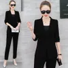 Office Lady Business Pak Effen Kleur 2 Stuks Set Dames Pak Blazer Coat Pants Jacket and Broek Suits Ljja2639-11