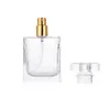 Most Popular Empty Square Clear Glass Perfume Bottles 50ml Crystal Empty Spray Perfume Bottles With Black Transparent Pump Sprayer Cap