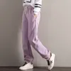 Além de calça de veludo sweatpants bloomers femininos soltos tamanho grande calças de inverno de veludo grosso perna larga calça casual