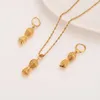 18 K Solid Gold Gold GF Dubai India Peanut Vintage Dangle أقراط Netclace Netlace Mets Women Girls Party Jewellery4596565