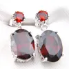 LuckyShine Weddings Party Jewelry Dazzling Red Garnet Gemstone Silver Dangle Stud Earrngs Pendants Sets for Women's