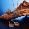 Mode oval hänge metalliska uttalande smycken sätter etnisk rund snidad antik guld silver kvinnor vintage