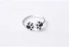 Nuovo arrivo moda orso cane gatto zampa stampa anelli anello smaltato nero per le donne ragazza carino colore argento animale domestico 925 gioielli regalo