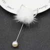 New Rabbit Ears Plug-in Brooch Long Mink Hain Hair Fur Ball Ball Pins for Women Corean Handmade Boutonniere Stick Pin Brouches Col
