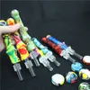 Rookstig Hand Siliconen Spoon Pipe Hookah Bongs 10 Colors Silicon Oil Dab Rigs met Quartz -tips