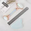 Jade Roller Gua Sha Set Natural Opalite Stone Jade Roller For Face Gua Sha Massage Neck Eye Body Facial Massager Beauty Jade Skin Roller