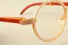 Heta runda ram diamantglasögon ram T19900692 retro modekorekorativa glasögon, naturliga trätempletillbehör, unisex