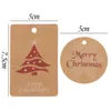 Christmas Theme Kraft Paper Tags DIY Crafts Hang Tag With Rope Christmas Party Labels Xmas Gift Wrapping Supplies