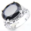 Luckyshine svart ovala kvinnor kristall zircon ring silver mode vintage rings smycken nytt