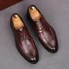 Mode high s kwaliteit mannen puntige teen veter -alligator casual oxford trouwjurk drijvende homecoming zakelijke schoenen c aual dre buine Hoe