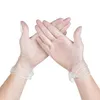Caliente 100 unids/lote guantes desechables guantes de PVC plástico impermeable transparente S M L XL 4 tamaño guantes de limpieza del hogar T2I5810-1