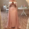 Outono 2019 Vestidos de noite de estilo árabe bonito vestidos fora do decote de ombro Vestidos de café Marroquino Vestidos de moda Floral 3D Appliqued Chiffon