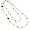 Collier de luxe pour femmes, style classique, élégant, fleur de camélia, chaîne de perles, pull long, déclaration, 294G