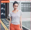 Nieuwe nylon t-shirt, ademend, losse en slanke blouse, sneldrogend yoga jas, sport korte mouwen fitness kleding voor vrouwen