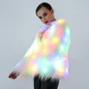 6XL Donna Faux Fur LED Cappotto leggero Costumi di Natale Cosplay Giacca di pelliccia soffice Outwear Inverno Caldo Festival Party Club Soprabito Y200926