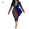 Afrikanska klänningar för kvinnor Dashiki långärmad afrikansk kläder Bazin Riche Office Party Dress for Lady Wy3582