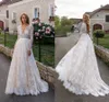 2023 Boho Hochzeitskleid Volle Spitze Bohemian Langarm V-Ausschnitt Champagner Futter A-Linie Brautkleider Vestidos De Noiva Benutzerdefinierte Größe3789952