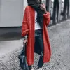 Мода женская сплошная зимняя шерсть кардигана твердой летучей мыши куртка свитер свободные длинные толстые пальто негабаритные повседневные пальцы