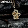 Hip Hop Jewelry Iced Out Zircon Gold Color Dragon Pendant Necklace Creative Party Jewelry Exquisite Long Necklaces for Men Women