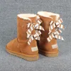 Hot Sale-RT Bows Boots Designer Kvinnor Vinter Snö Stövlar Svart Ankel Knä Bow Girl Mini Bailey Boot 35-41