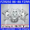 바디 용 YAMAHA FZRR FZR 250R FZR250 FZR250R 86 87 88 89 249HM.7 FZR250RR FZR-250 FZR 250 펄 화이트 스톡 1986 1987 1988 1989 Fairings kit