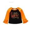 Baby Halloween T-Shirts 8 Colors Cotton Long Sleeve Cartoon Pumpkin Ghost Letter Printed Lace Top Kids Clothes Girls Tops 1-6T 04