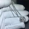 Romantische ronde hart hanger met ketting 925 sterling zilver 5a zirkoon CZ verlovingshuwelijk hangers voor vrouwen bruids geschenk