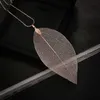 Designer Leaf Pendant Necklace Gold Chain Sweater Necklace Fashion Charm Necklaces for Women Men Statement Jewelry Gift