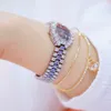 Womens 2020 Top Marka Küçük Elbise Elmas İzle Kadınlar Bilezik Rhinestone Kol Kadınlar Montre Femme 2019