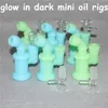 Glöd i den mörka hookahs Silikon Bong Mini Silicon Dab Rigs Vattenrör Bongs Bubbler Oljeplattform Avtagbar Unbreakable PerColator med glasskål