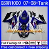 Kit + Tank för Suzuki GSX R1000 GSXR-1000 GSXR 1000 2007 2008 301HM.57 GSX-R1000 07 08 Body Bacardi Bats Hot K7 GSXR1000 07 08 Fairing 7Gifts