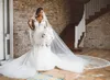 Plus Size African Mermaid Wedding Dresses Deep V Neck Lace Applique Chapel Train Beaded Crystals Wedding Dress Bridal Gowns vestidos