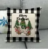 Britannique De Noël Taie D'oreiller Couverture Grille Plaid Joyeux Noël Coussin Couverture Arbre De Noël Cerf Elk Maison Voiture Canapé Décoration 45 * 45 cm B6656