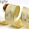 10M Golden Silver Gift Side Snowflake Wrap Ribbon Wedding Favor Decor Party Decoration Bow Christmas Tree Pendant Drop Ornament1