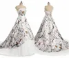 White Camo Country Wedding Dresses 2019 Strapless Vintage Lace-up Sweep Train Bohemian Holiday Real Tree Camo Wedding Gown M552