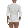 Sexy v-hals ruches blouse vrouwen sjerpen boog taille peplum tops elegante dames halve mouw partij top witte zwarte zomer blouse