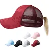Camouflage Ponytail Trucker Hats Women Messy Bun Baseball Hat Snapback Caps Sun Caps Net Surface Breathable Casual Hats