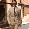Blazer beige Trajes de hombre de negocios para trajes de boda Novio Slim Fit Casual Novio Use esmoquin Trajes de padrino por encargo Chaqueta + Pantalones