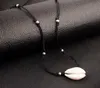 جديد البوهيمي مجوهرات بسيطة حبل أسود سلسلة نسج لون الفضة الخرز شل عظم الترقوة قلادة المختنق للمرأة اكسسوارات بيتش