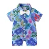 Çocuk Tasarımcı Giysileri Erkekler Çiçek Baskı Çocuklar039S Bebek Tulum Bebek Yaz Pijamalar Giysileri Hawaii tarzı CZ5265136309