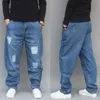 Harem Yırtık Kot Erkekler Gevşek Baggy Denim Pantolon Disspressed Patchwork Rahat Pantolon Streetwear Joggers Adam Giyim