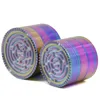 63mm 52mm Grinders Smoking Accessories 4 Piece Iceblue Rainbow Metal Grinder Zinc Alloy Maze Herb Grinder New Arrivals GR176